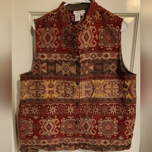 Coldwater Creek Earthy Toned Tapestry Vest , Size 1X